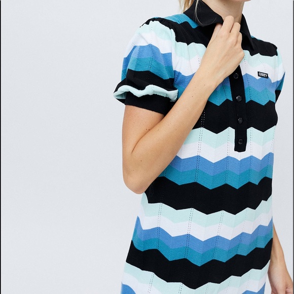 OBEY Chevron Pattern Jaquie Polo Sweater Dress - Picture 6 of 11